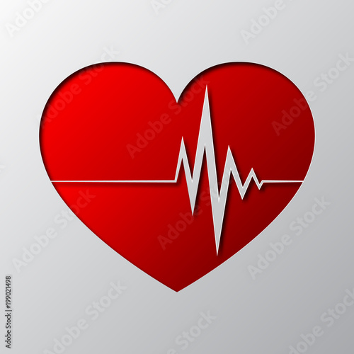 Paper art of the red medical symbol isolated. Vector illustration.