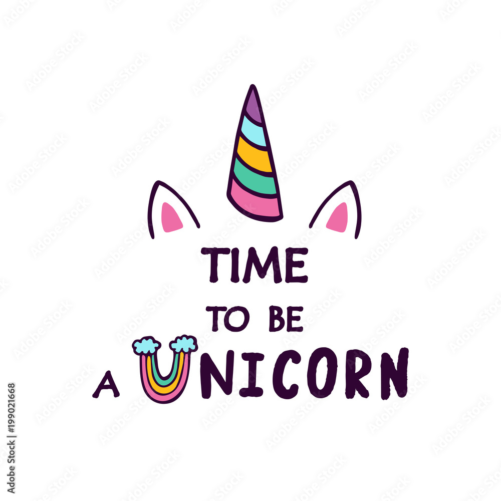 Time to be unicorn vector illustration. Time to be unicorn vector illustration.