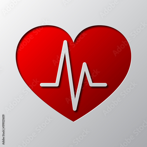 Paper art of the red medical symbol isolated. Vector illustration.