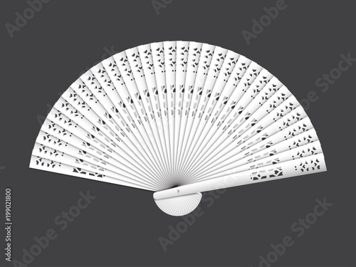 Illustration of handle engrave sandal fan in paper art style
