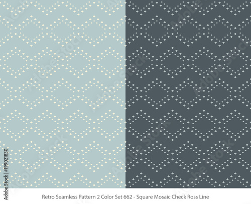 Retro Seamless Background 2 Color Set Square Mosaic Check Ross Line