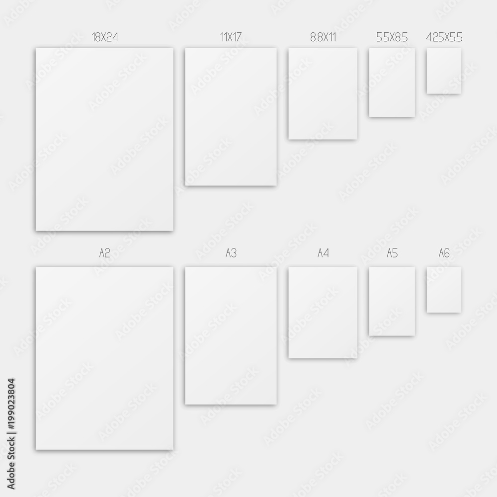 Illustration with comparison paper size of format series A, from