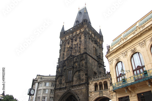 The Powder Tower - medieval gothic city gate in Prague, Czech Republic