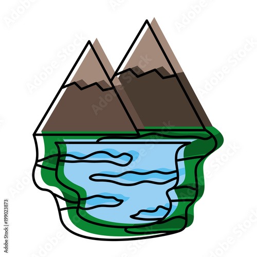 mountains and lake nature scene vector illustration design