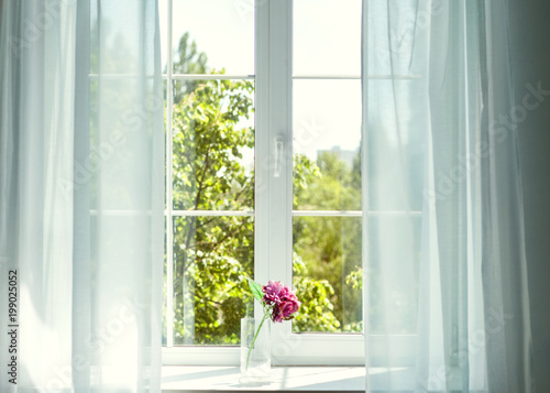 Window with curtains and flowers © Rock and Wasp