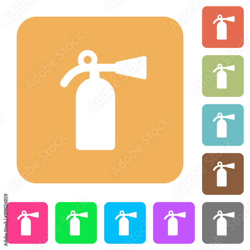 Fire extinguisher rounded square flat icons