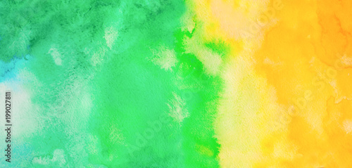 green and yellow, turquoise watercolor gradient color background. hand draw illustration . colored like 