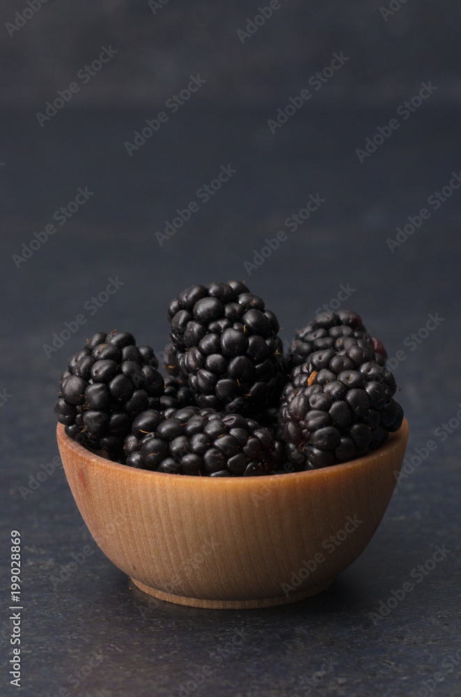 Fresh Plump Blackberries on a Slate Countertop Fresh Plump Blackberries on a Slate Countertop