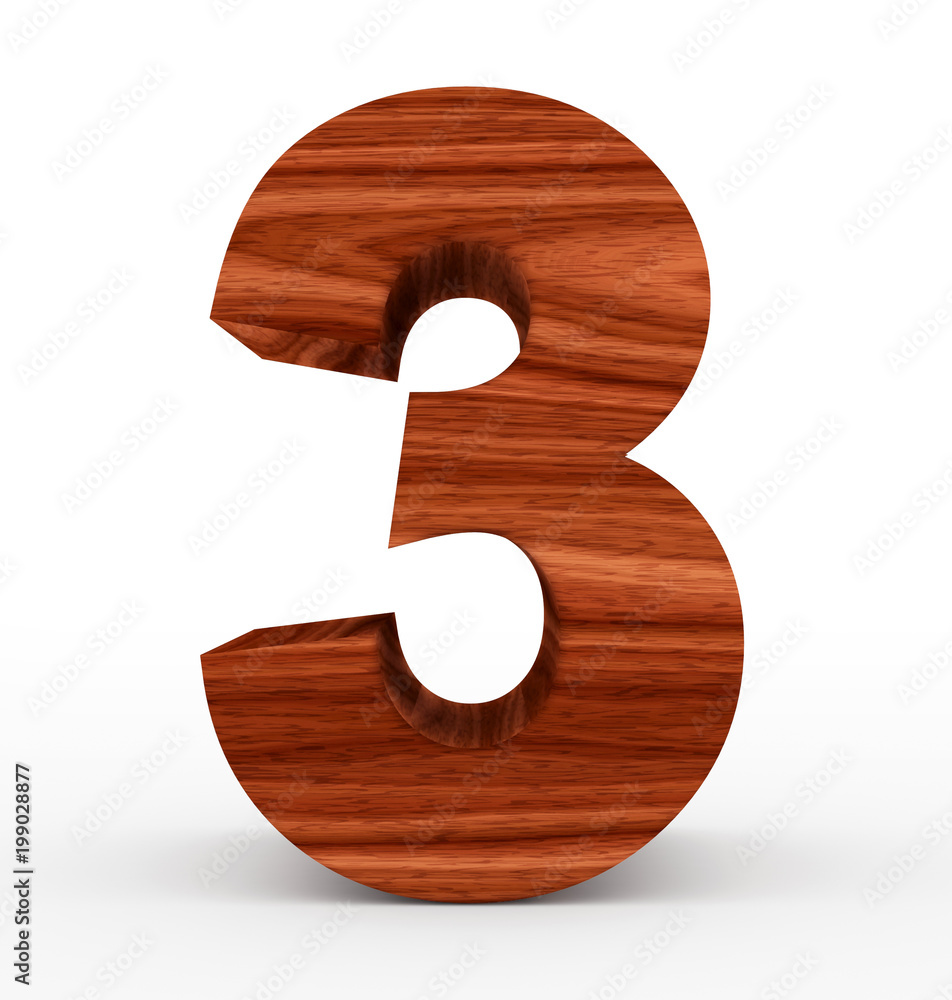 number 3 3d wooden isolated on white number 3 3d wooden isolated on white