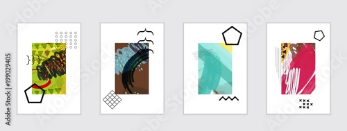 Set of artistic abstract universal card templates