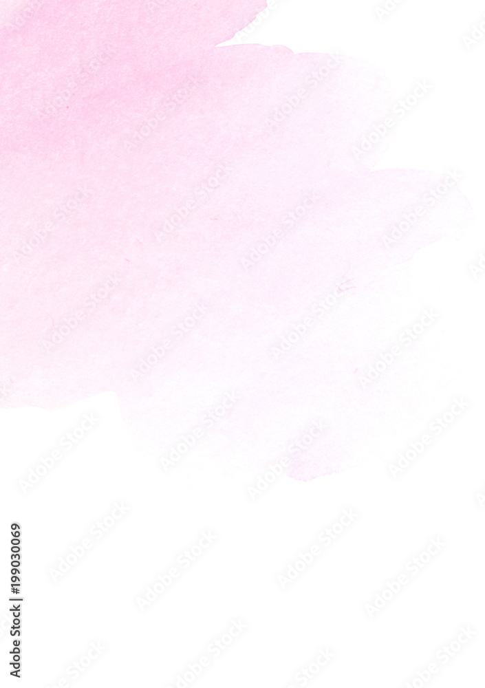 Hand draw light pink watercolor splash backdrop . Ombre background for text, logo, label, tag, card isolated on white for text, card, design, tag,label,logo. color like magenta, orange, rose 