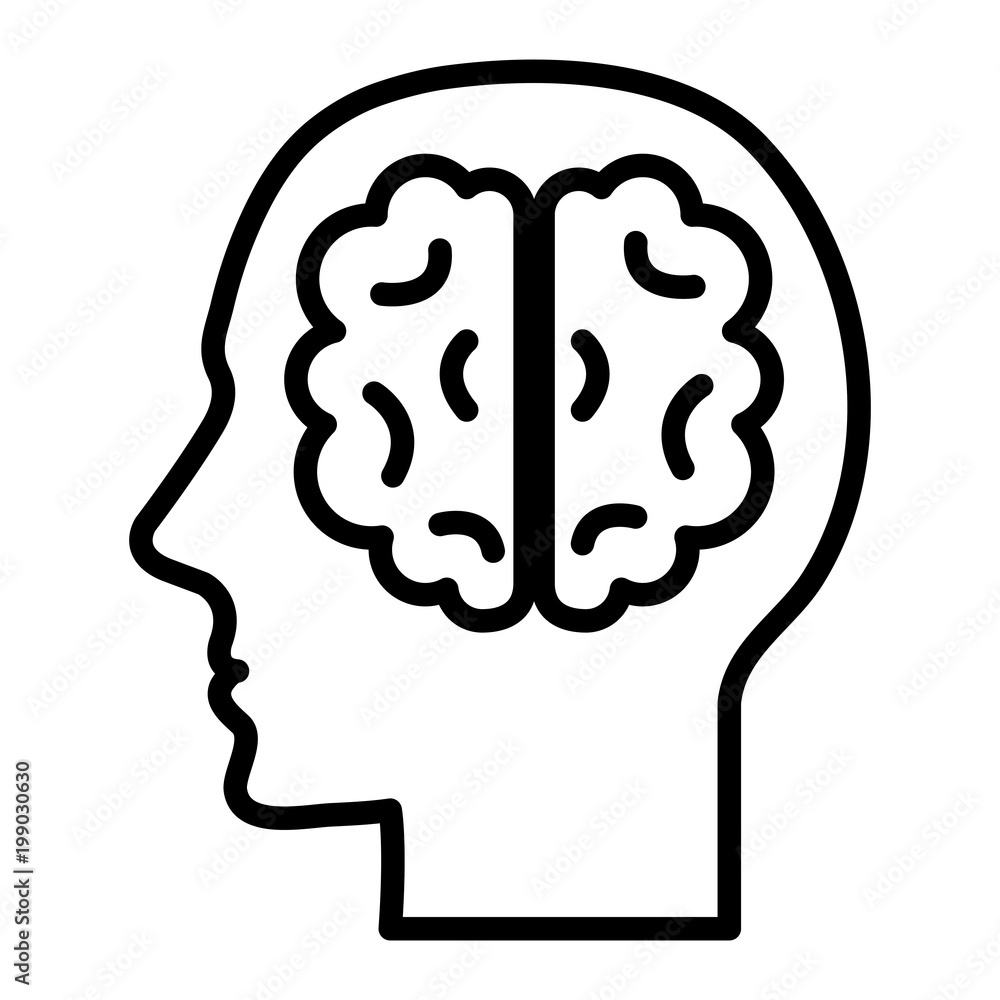 human profile with brain vector illustration design human profile with brain vector illustration design