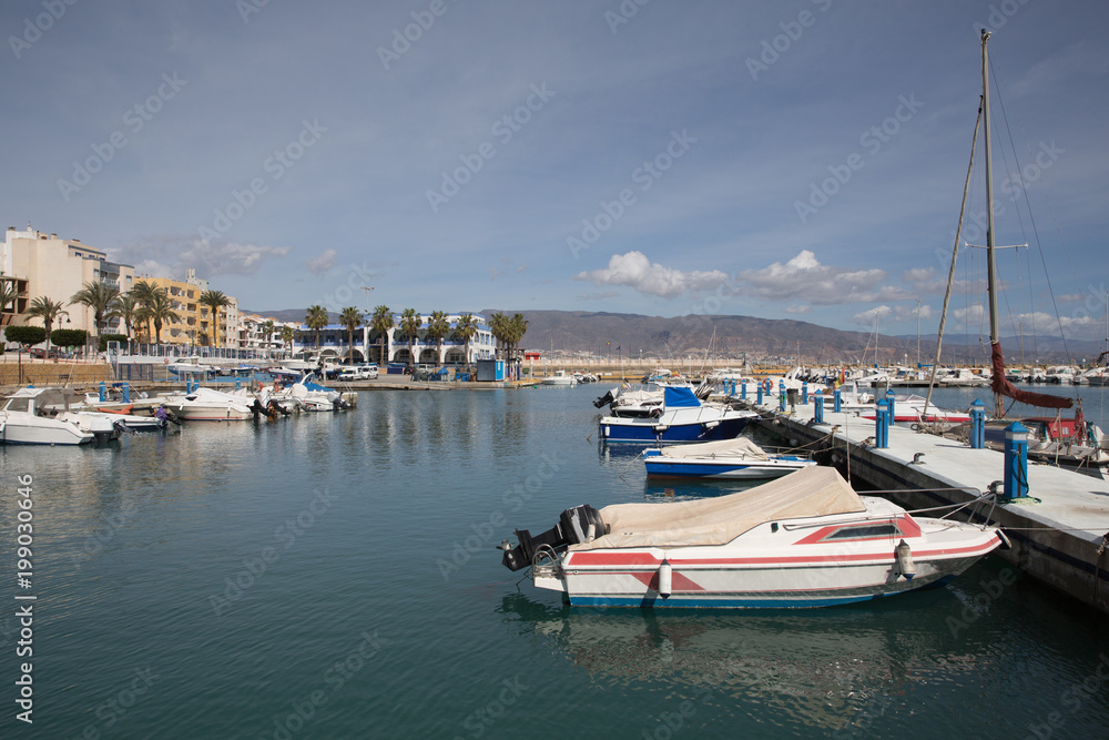 Roquetas del Mar Costa de Almería in Andalucía Spain boats in harbour