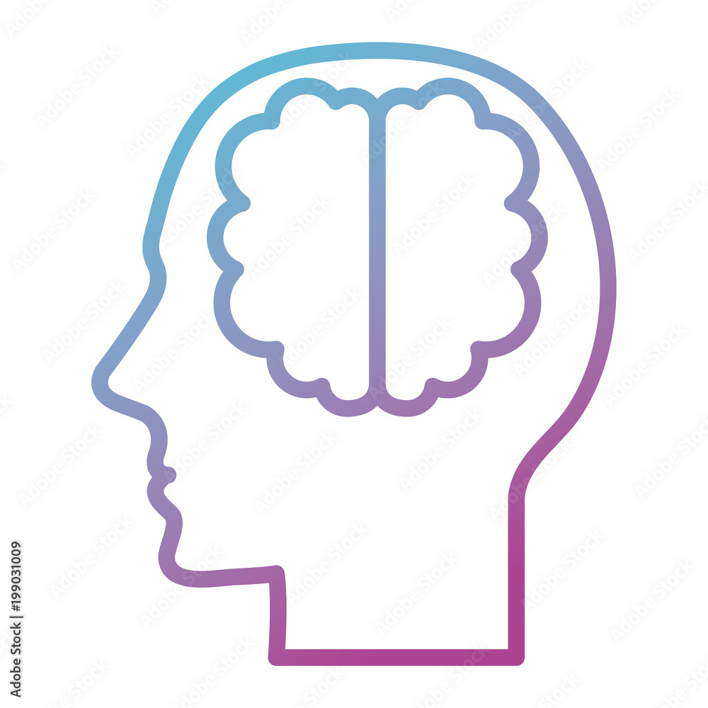 human profile with brain vector illustration design human profile with brain vector illustration design