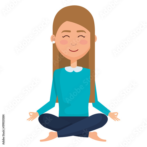 businesswoman doing the lotus position vector illustration design