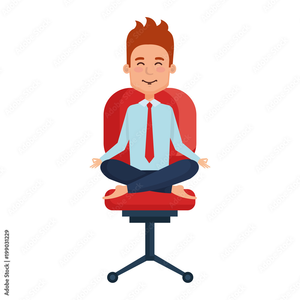 businessman doing the lotus position in office chair vector illustration design businessman doing the lotus position in office chair vector illustration design