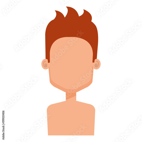 young man shirtless avatar character vector illustration design