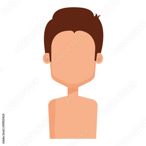 young man shirtless avatar character vector illustration design