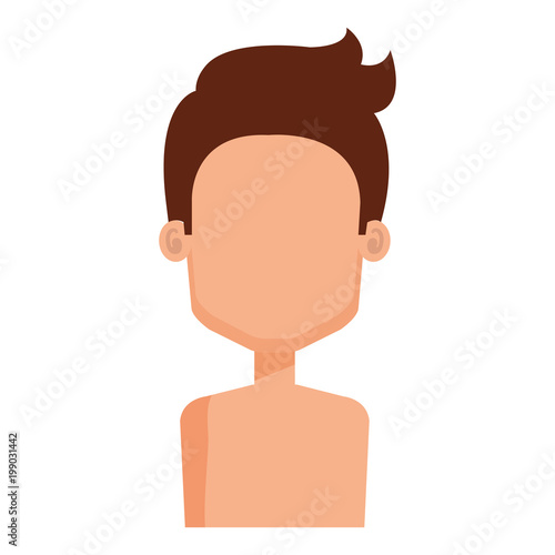 young man shirtless avatar character vector illustration design