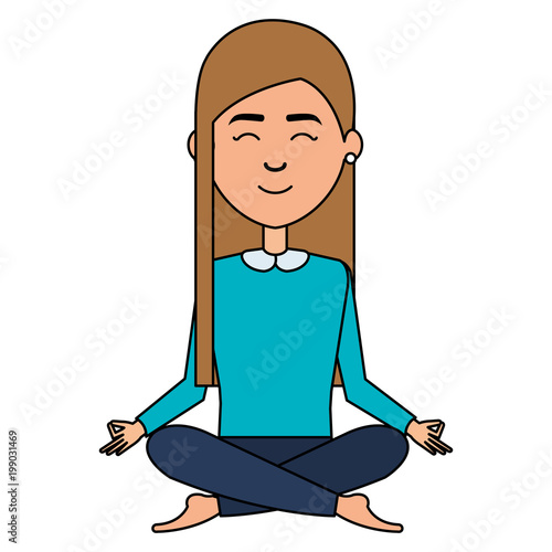 businesswoman doing the lotus position vector illustration design