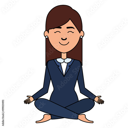 businesswoman doing the lotus position vector illustration design