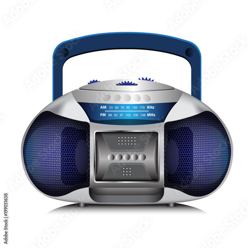 Modern blue radio isolated on white background, Vector