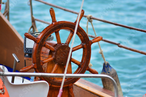 Nautical handwheel of a sea yacht