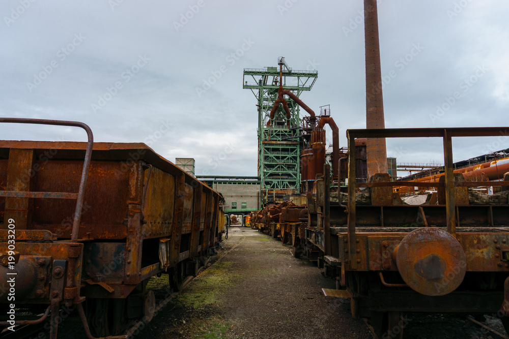 train in old steel factory henrichshütte