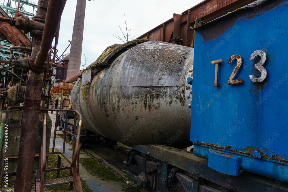 Torpedo rail used to transfer hot liquid iron to the steelmaking plant Torpedo rail used to transfer hot liquid iron to the steelmaking plant