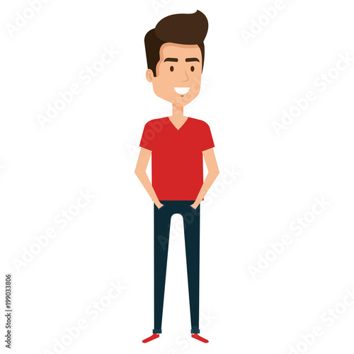 young man avatar character vector illustration design