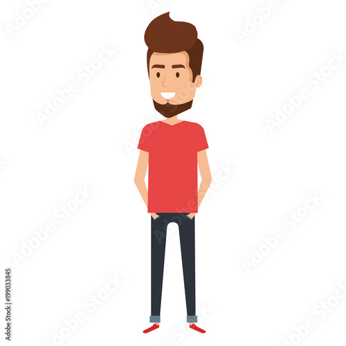 young man with beard avatar character vector illustration design