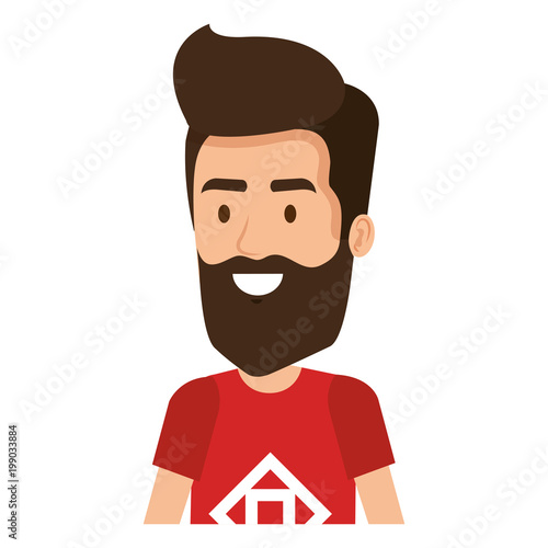young man with beard hipster style avatar character vector illustration design
