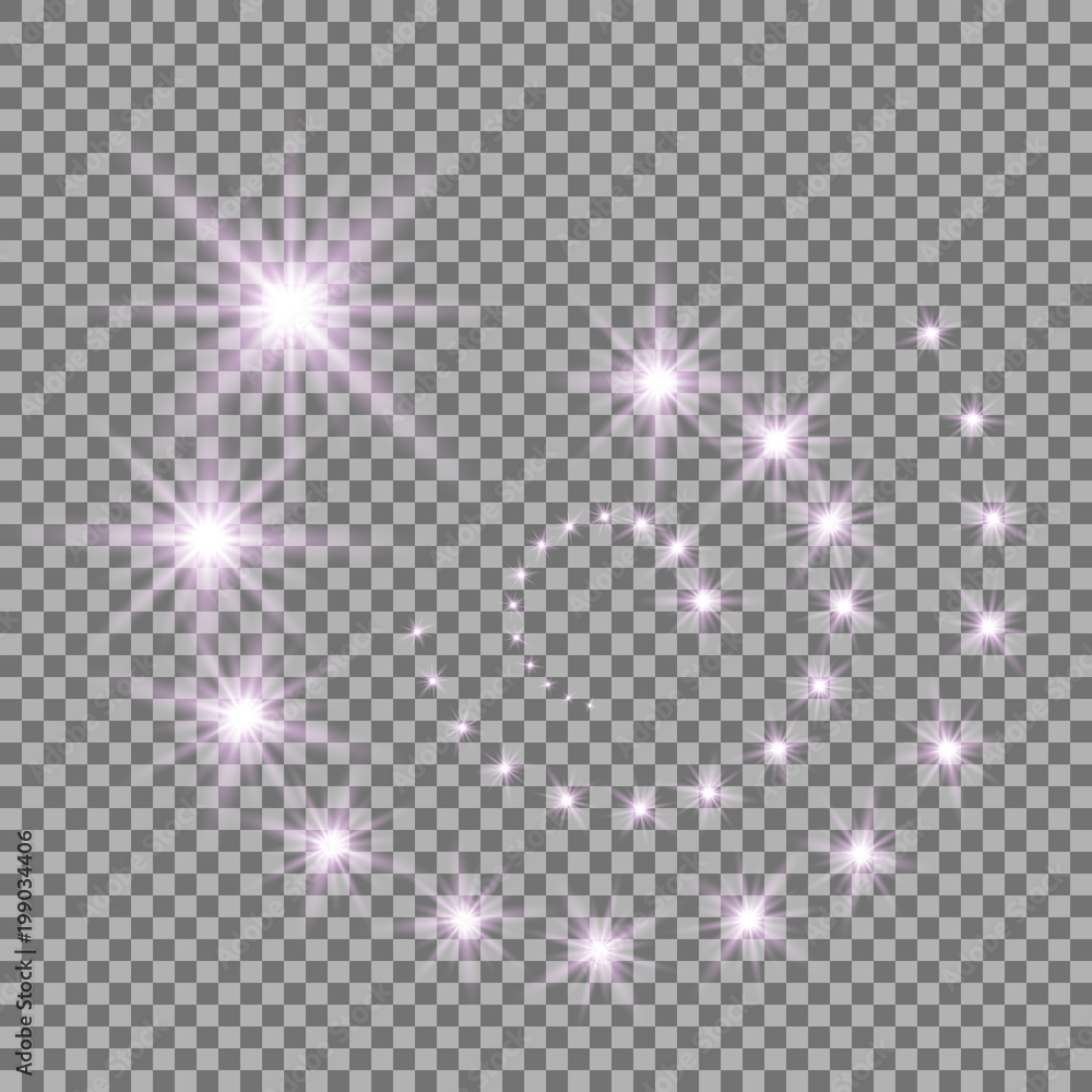 Glittering flying stars, purple color Glittering flying stars, purple color