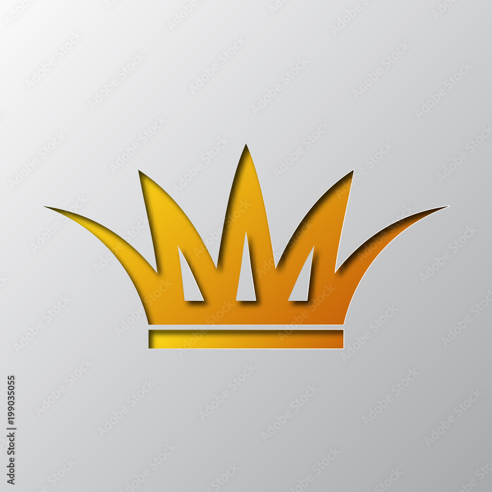 Paper art of the yellow crown icon. Vector illustration. Paper art of the yellow crown icon. Vector illustration.