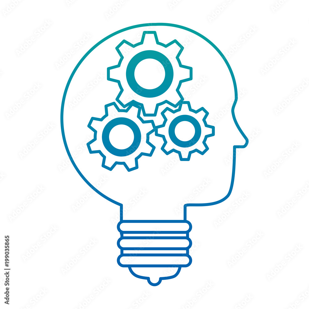 bulb light idea with profile and gears vector illustration design bulb light idea with profile and gears vector illustration design