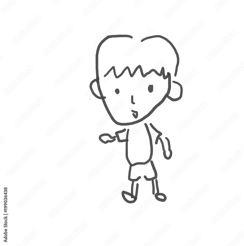 ぼく 僕の街のみんな 子供の落書き風 ゆるいイラスト線画 ラフ 下絵 塗り絵 Stock Illustration Adobe Stock