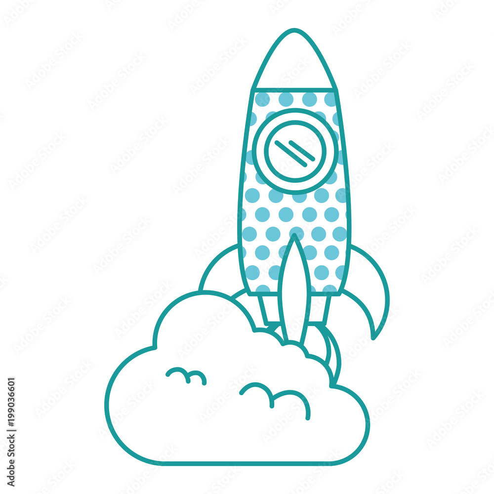 rocket launcher with cloud vector illustration design