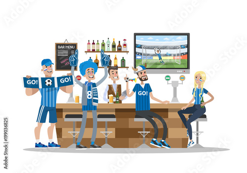 Football fans in bar.