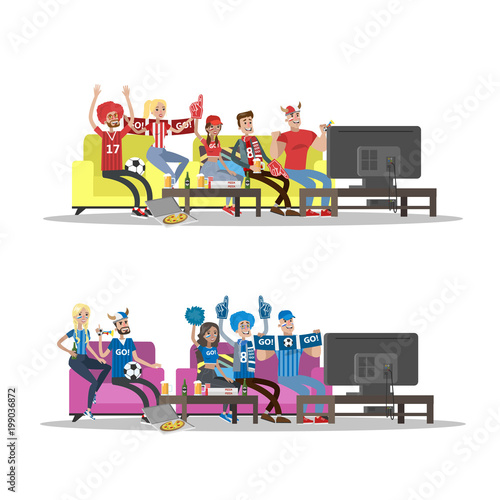 Football fans set.