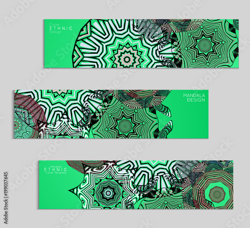 Ethnic banners template with floral Mandala ornament.