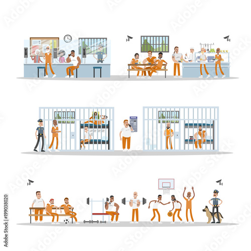 Male prison interior.