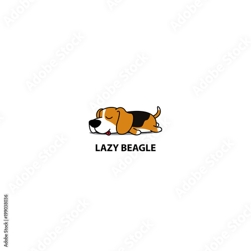 Lazy dog, cute beagle puppy sleeping icon, logo design, vector illustration
