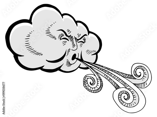 Cloud Blowing Wind Drawing Cartoon