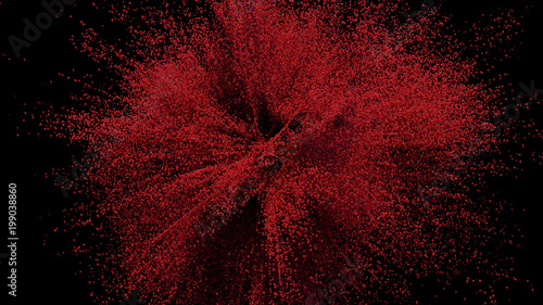 фотографія Red Sand explosion on black background