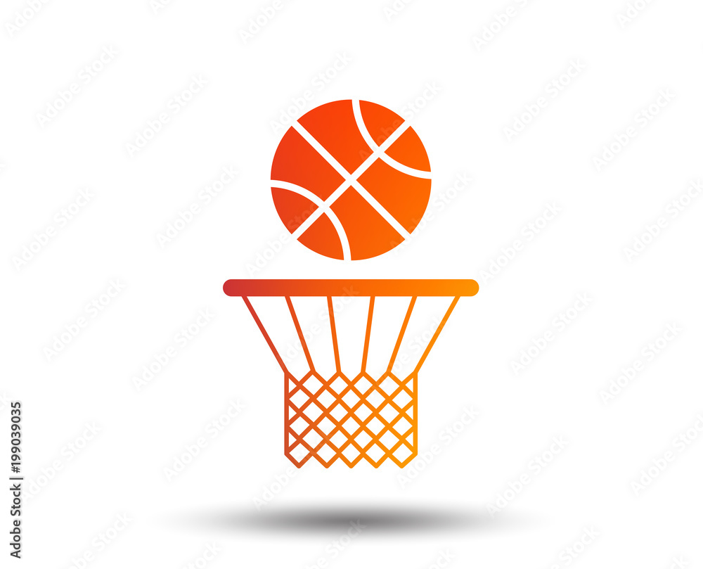 Basketball basket and ball sign icon. Sport symbol. Blurred gradient design element. Vivid graphic flat icon. Vector