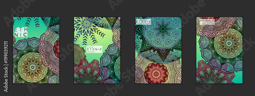 Ethnic banners template with floral Mandala ornament.