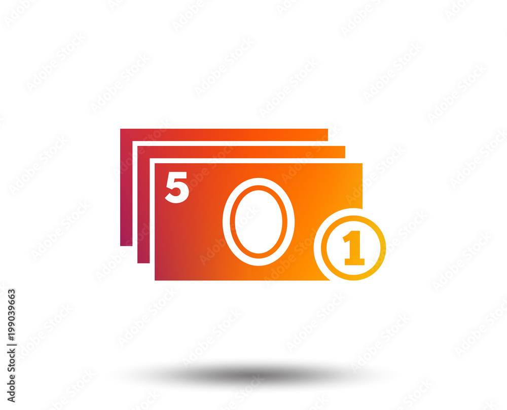 Cash and coin sign icon. Paper money symbol. For cash machines or ATM. Blurred gradient design element. Vivid graphic flat icon. Vector Cash and coin sign icon. Paper money symbol. For cash machines or ATM. Blurred gradient design element. Vivid graphic flat icon. Vector