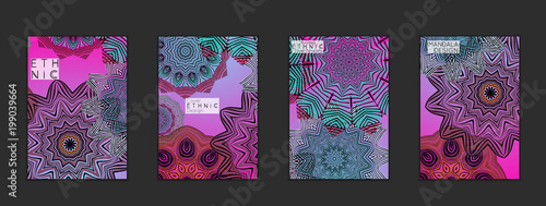 Ethnic banners template with floral Mandala ornament.
