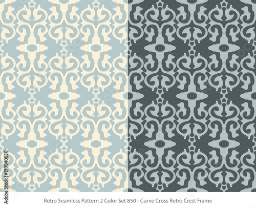 Retro Seamless Background 2 Color Set Curve Cross Retro Crest Frame