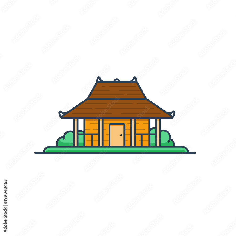 Joglo - indonesian traditional house illustration. Available in EPS vector format you can resize without losing quality.